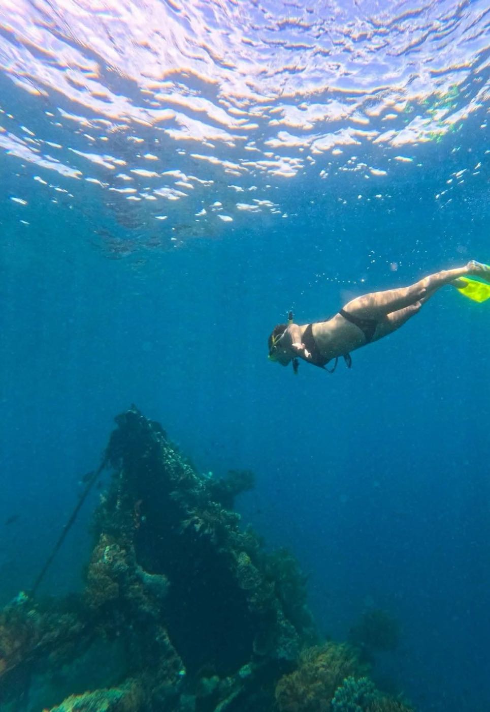 Snorkeler over the Japanese shipwreck